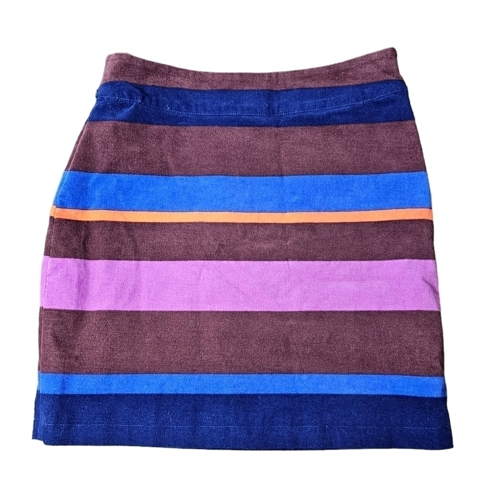 White Stuff Striped Velvety Mini Skirt Sz 6